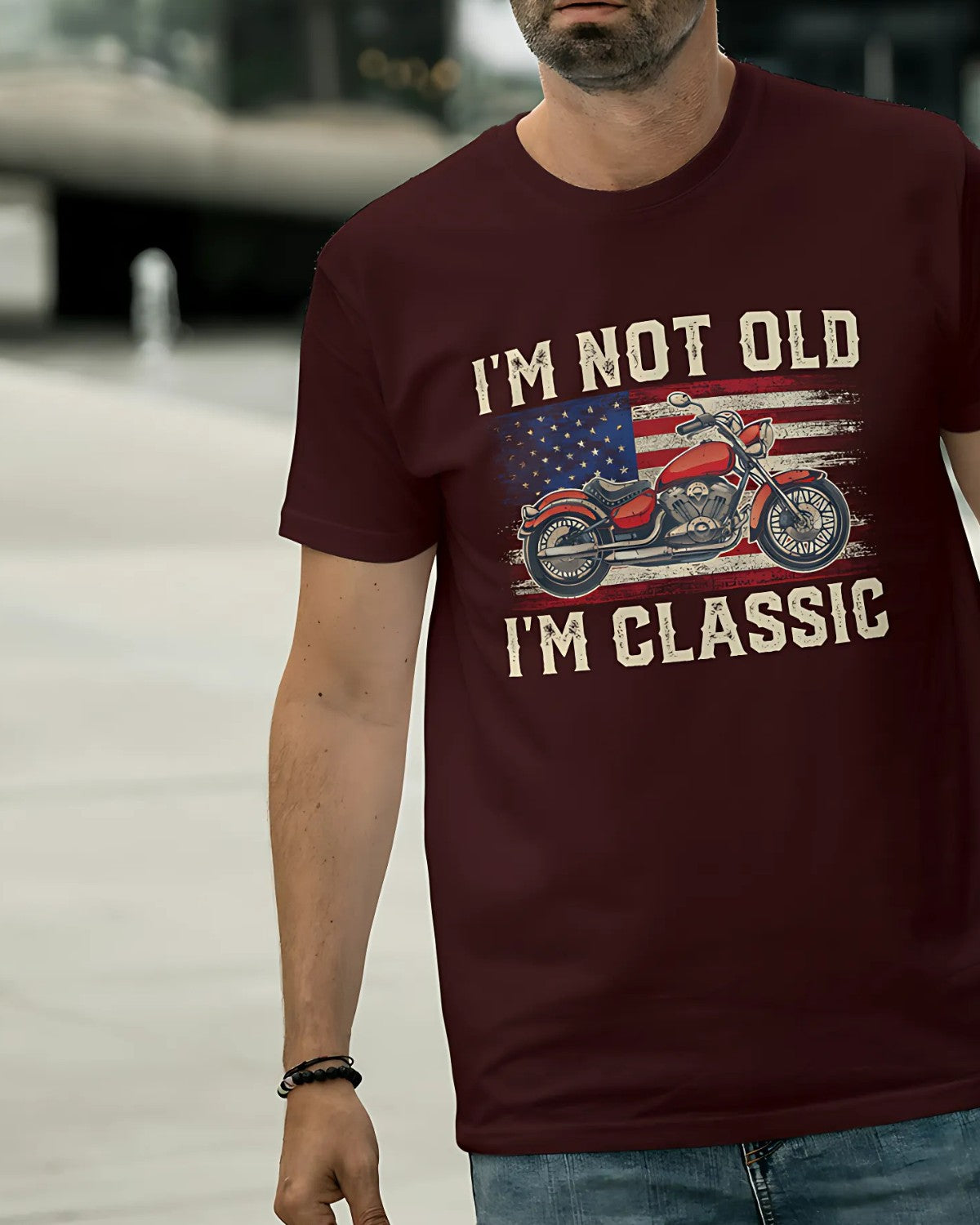 I AM NOT OLD I'M CLASSIC PREMIMUM Cotton Round Neck T-Shirt (MAROON)